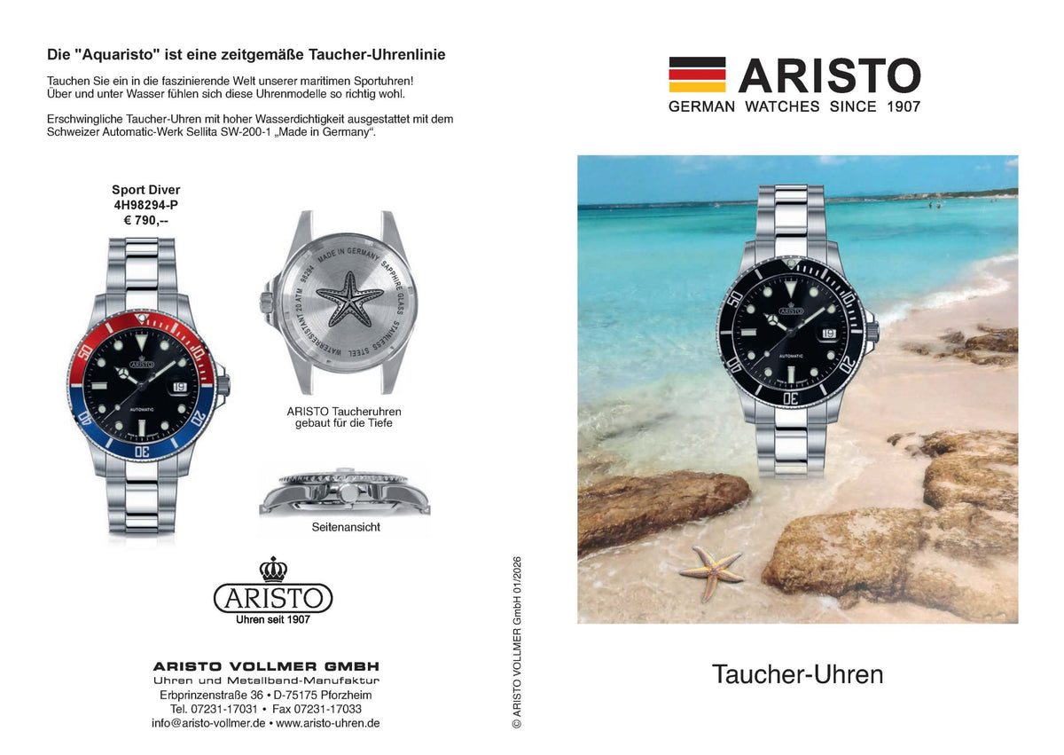 ARISTO Taucheruhr Aquaristo Automatic 4H98294-B Blue Sea Diver