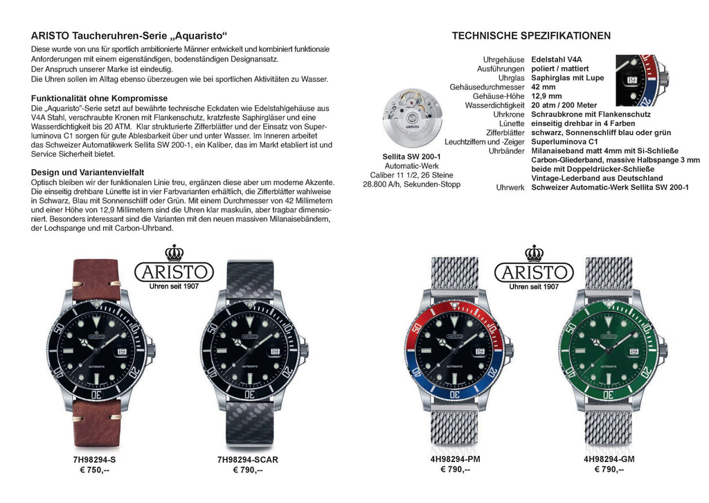 ARISTO Taucheruhr Aquaristo Automatic 4H98294-BM
