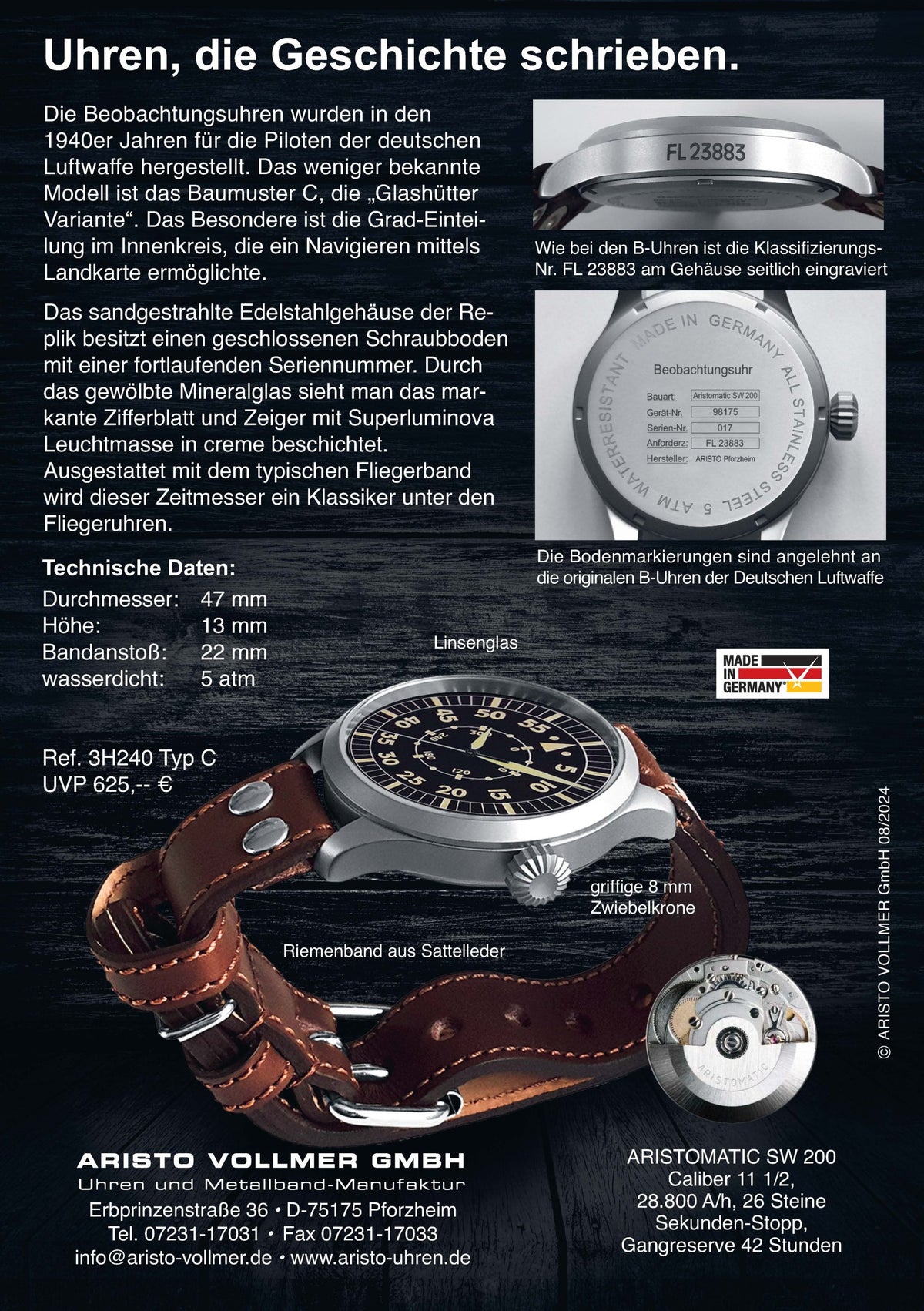 ARISTO Beobachtungsuhr 47 unbranded Automatic 3H240 Navigator image 8