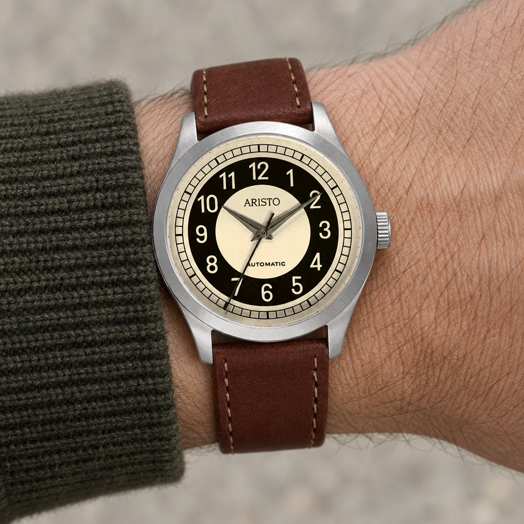 ARISTO Tacho-Uhr 7H167-AS-SC am Handgelenk mit dunkelolivem Pullover